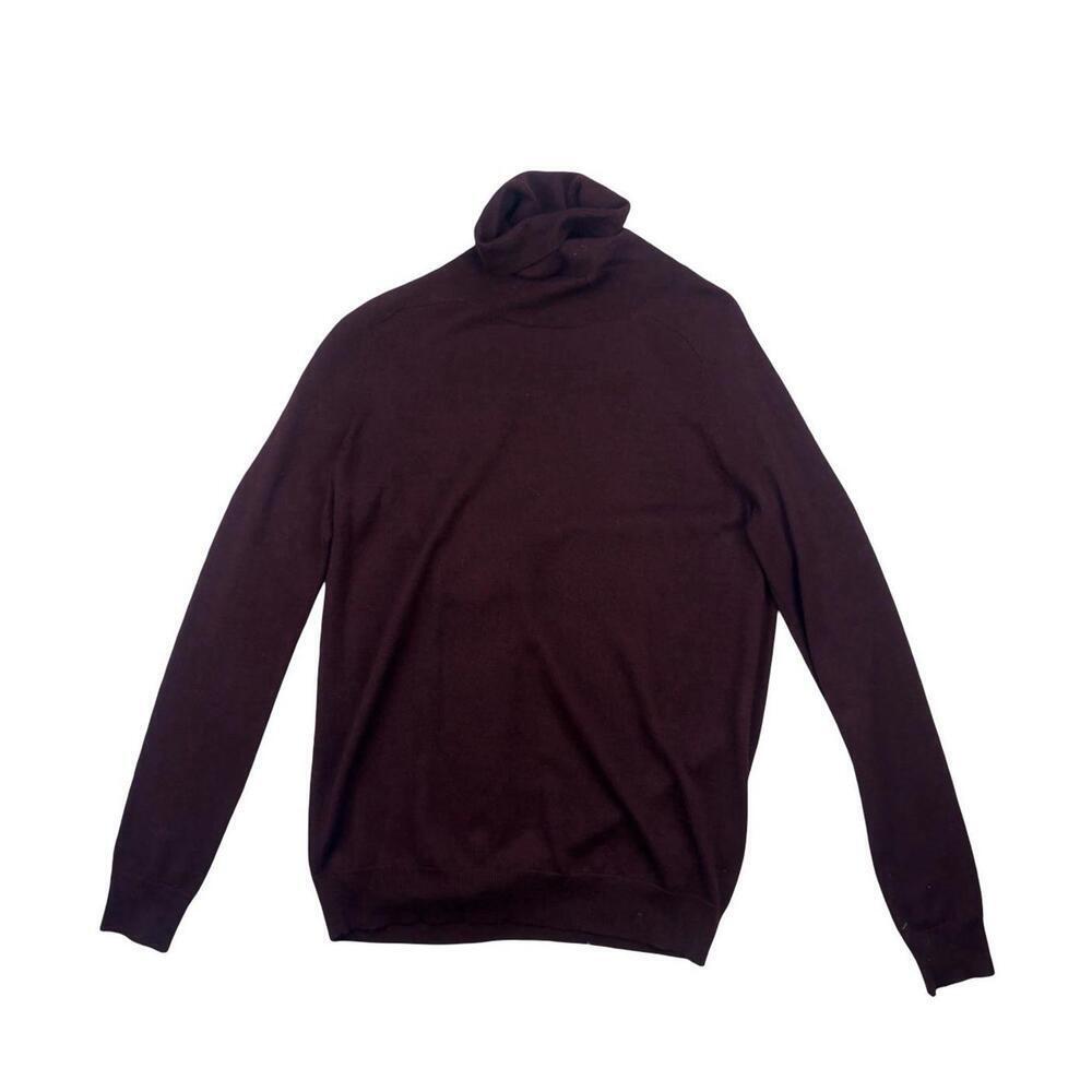 Theory Kristoff Fluidity Wool Silk Turtleneck Sweater Dark Burgundy Size P | XS